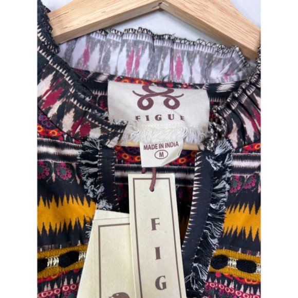 NWT Figue Claire V-Neck Ruffled Fit & Flare Ikabb Band Black Mini Dress - Picture 5 of 8